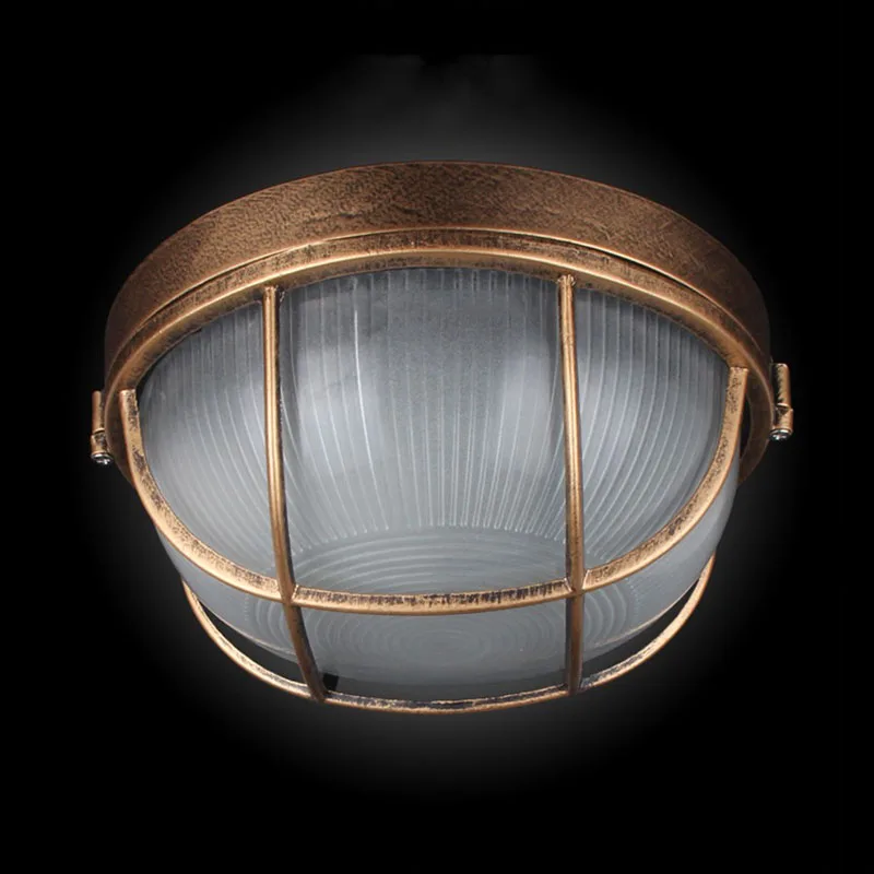 Wall Light Vintage Outdoor Ceiling Lamp Bronze Metal Glass Protective Yard Garden Ceiling Light Waterproof Retro Flush Mount