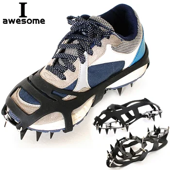 

шипы для сапог 1 Pair 18 Teeth Anti-Slip Ice Snow Grips Shoe Boot Traction Cleat Spikes Crampon Shoes Boots Covers steigeisen