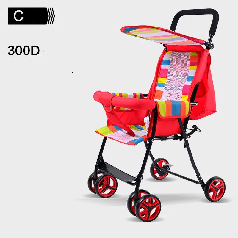 ; детская коляска; ультра-удобный складной светильник; может лежать; простая детская мини-коляска с четырьмя колесами - Цвет: C1