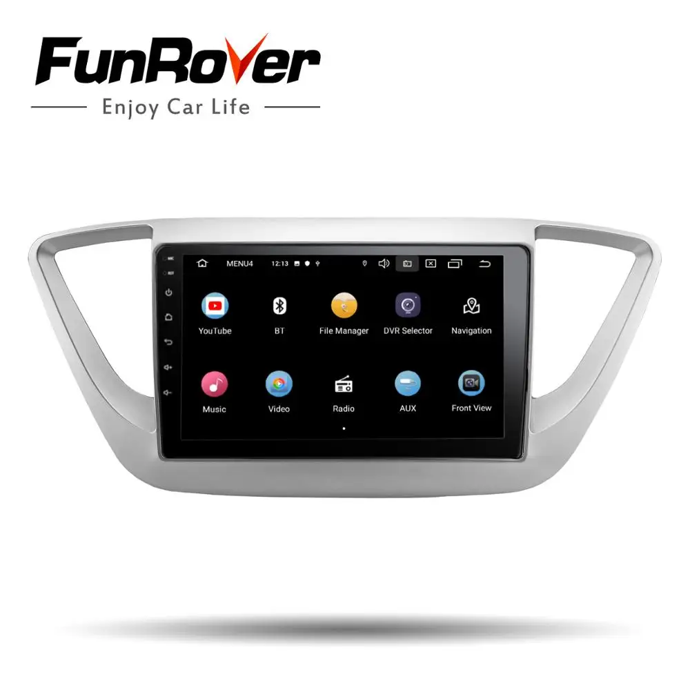 Cheap Funrover 2.5D+IPS Android 9.0 for Hyundai solaris Verna 2017-2018 Auto 2 Din Car Radio Stereo Playe GPS Navigation no dvd rds bt 1