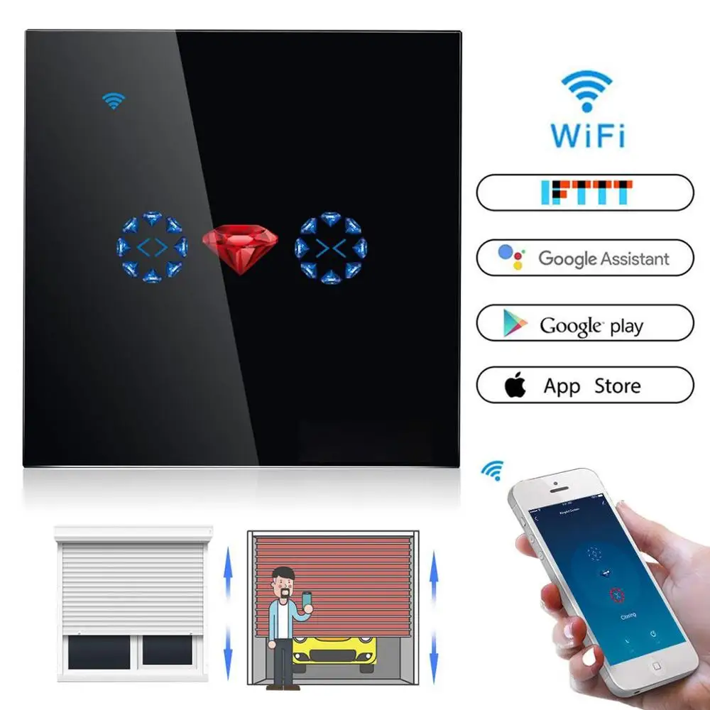 Black Teekar Smart Life WiFi занавес слепой переключатель для рольставни Электрический мотор Google Home Alexa Голосовое управление DIY умный дом MX - Цвет: Black