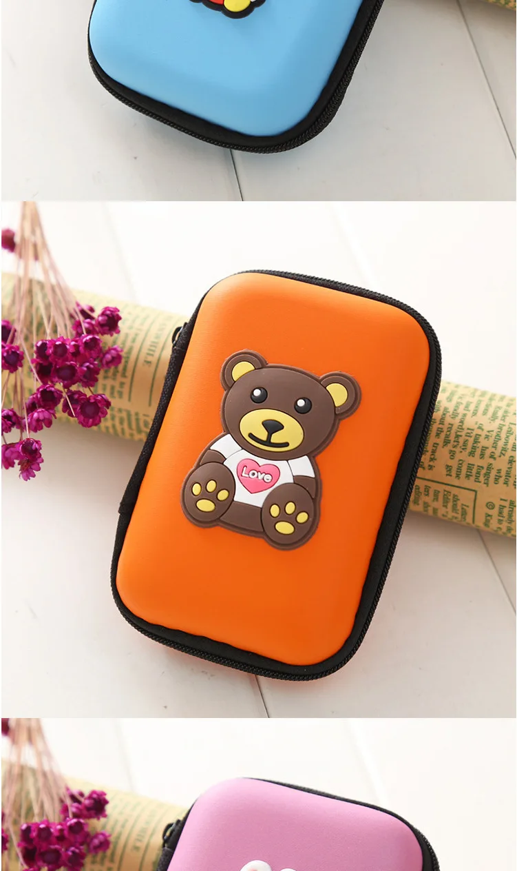 Manufacturers Direct Selling Kumamoto Bear Earphone Box Cartoon Portable Pu Data Cable Storage Box Mini Headset Storage Bag Batc