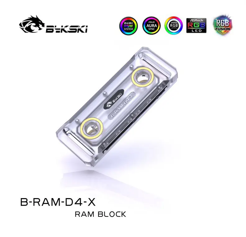 Bykski pc Refrigerador de Cartão Memória Refrigeração Água Ram Bloco de Água Acrílico Capa Suporte Dois Ram Canal Rbw Rgb B-ram-d4-x - Imagem 2
