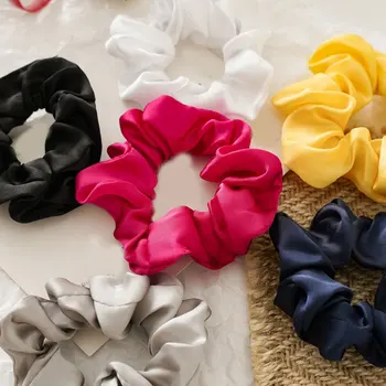 

1pcs Women Solid Color Reflect Light Elastic Hair Bands Ponytail Holder Glossy Satin silk Scrunchies Lady Hair Accessories