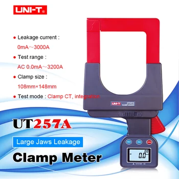 

UNI-T UT257A Large Caliber Leakage Clamp Ammeter, 3200A AC Clamp Meter Data Storage RS-232 Data Transmission LCD Backlight