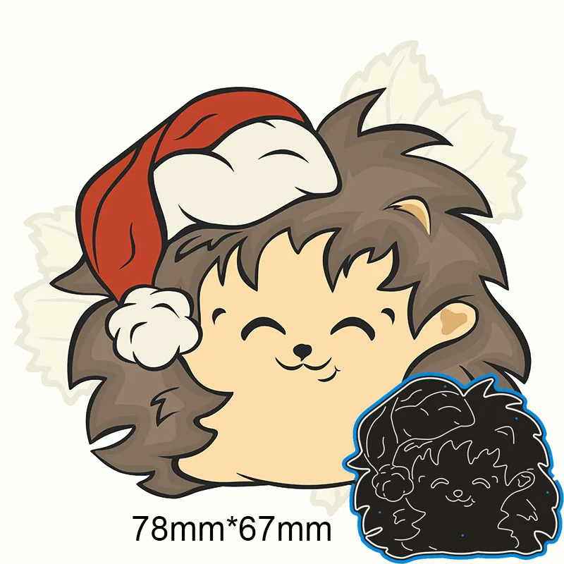 New Metal Cutting Dies Christmas Hedgehog For Card DIY Scrapbooking stencil Paper Craft Album template 78*67mm | Дом и сад
