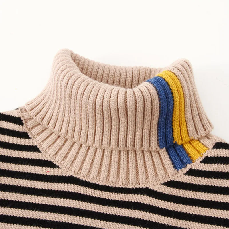 Baby Turtle Neck Autumn and Winter Clothes New Boy's Children's Clothes Long Sleeve Fashion Children's Striped Sweater