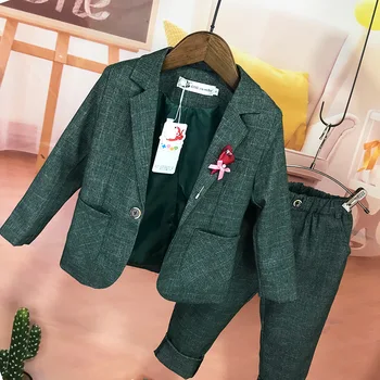 플라워 보이 정장 솔리드 재킷 및 바지, 결혼 의류 세트, Enfant 키즈 웨딩 수트, 어린이 신사 공연 드레스, 2 개