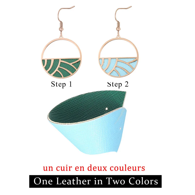 Cremo Branches Earrings For Women Stainless Steel Jewelry  Feather Shape Earrings Leather Dangle Earrings