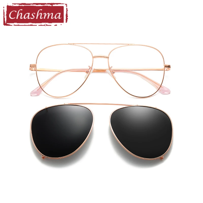 Очки Chashma Pilot с магнитным зажимом, поляризованные линзы с солнцезащитными очками для мужчин, спортивные стильные очки - Цвет оправы: Rose Gold