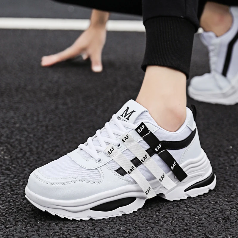 Кроссовки мужские сетчатые на платформе удобные сникерсы шнуровке повседневная