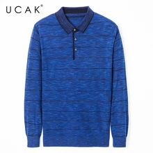 UCAK Brand Striped Sweaters Men Clothes Pull Homme Autumn Winter Streetwear Turn-down Collar Sweater Clothing Man Pullover U1087