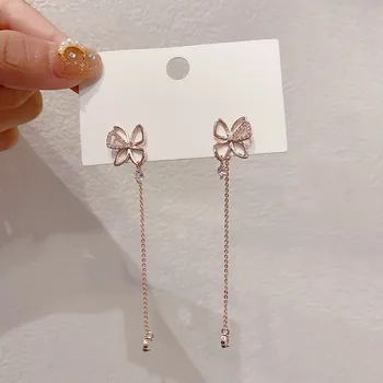 

2020 New shiny crystal butterfly modelling Women earrings contracted Long tassels senior fashion Drop earrings Jewelry
