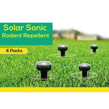 

4PCS Ultrasonic Solar Outdoor Garden Mole Snake Mouse Pest Rodent Repeller Anti Mosquito Snake Keep Animals Away
