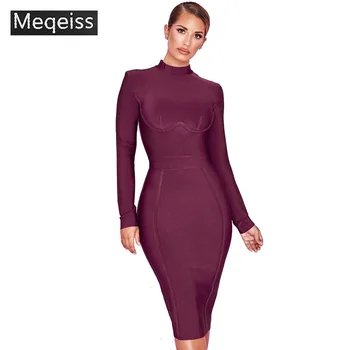

MEQEISS Sexy Bandage Dress 2018 New Arrivals Black Bandage Dress Long Sleeve Bodycon White Dress Bandage Party Club