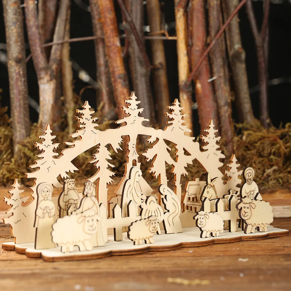 Креативные DIY деревянные поделки рождественские украшения с рождеством домашние настольные украшения Новогодние украшения детский подарок