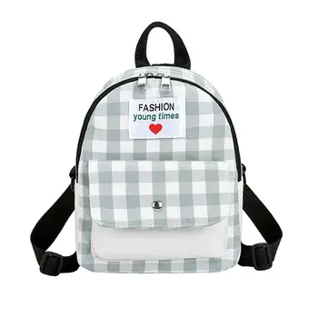 

New Womens Portable Backpack Casual Wild Fashion Contrast Plaid Travel Backpack Ladies Girls Female Backpack Versatile Bags