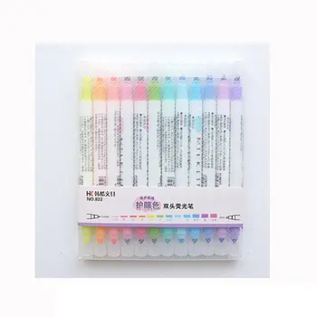 

12 Colors Double-head Highlighter Set Decorative Marking Pen For Student Highlighter Pens Lightweight And Portable