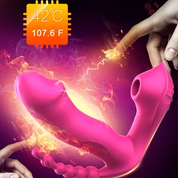 3 IN 1 Sucking Vibrator Clitoris Sucker Anal Beads Vagina Stimulator Wearable Oral Vibrators Erotic Toy Dildo for Women Sex Toys 6