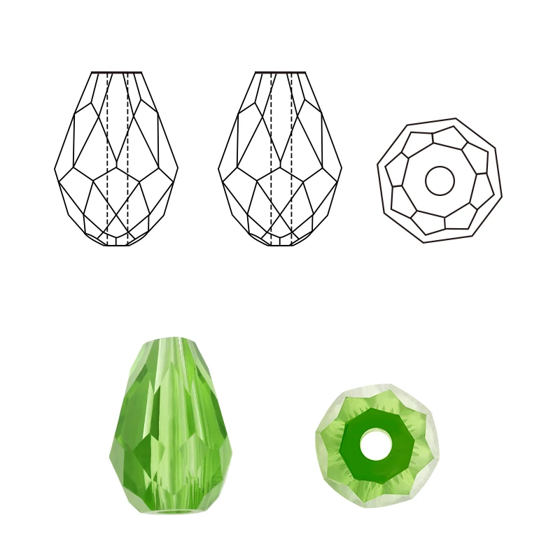 Crystal Tear Drop Shape Glass Beads 6X8MM 8X10MM Loose Spacer Round For Jewelry Making DIY 24 Colors glass beads