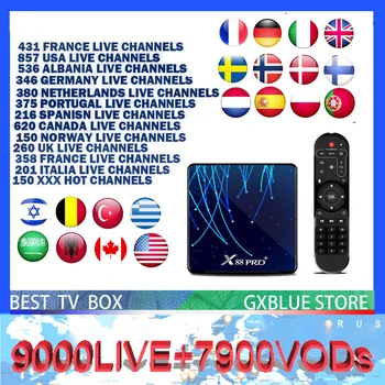 

X88 PRO Plus Android 9.0 GXBLUE IPTV BOX 9000 Channel France Spain Portugal Arabic Dutch 1Year IPTV Subscription TV Box