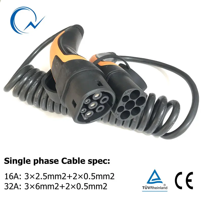16A 32A однофазный кабель EV type 2-type 2 IEC62196 EV зарядный штекер с 7 метровым кабелем TUV/UL EVSE кабель