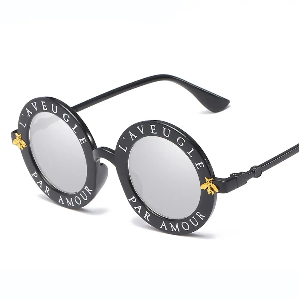 SKYWAY Fashion Alphabet Bee Sunglasses Vintage Round Women Men Unisex UV400 PC Sun Glasses