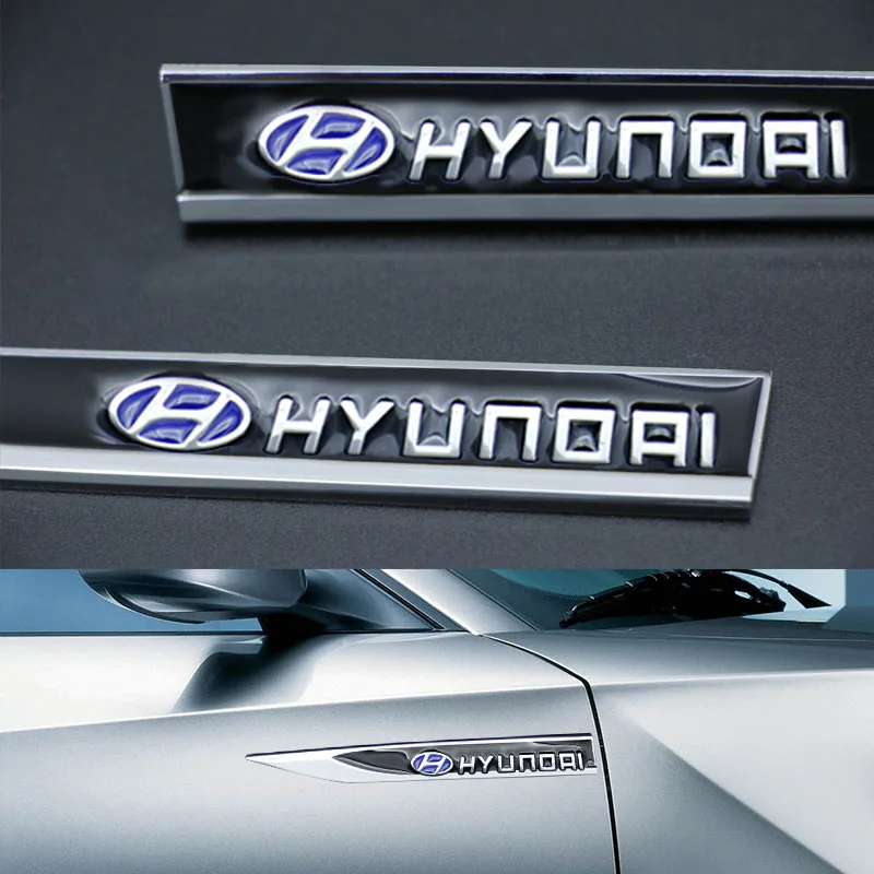 2pcs Decorative Blade Car Body Side Standard Metal Sticker For Hyundai I10 Elantra Getz Sonata Terracan Tucson Trajet Matrix | Автомобили