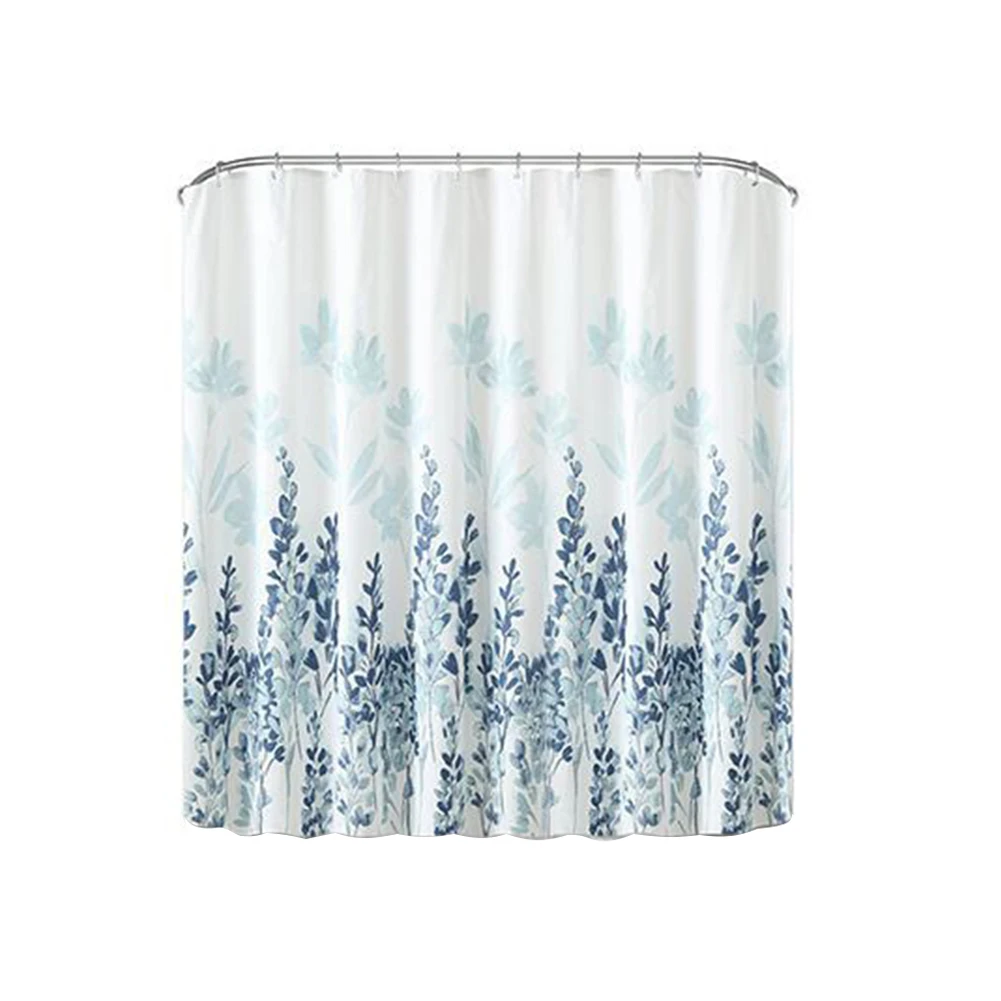 With Hooks Separate Home Shower Curtain Practical Bathroom Supplies Hanging Washable Quick Drying Waterproof Floral Pattern