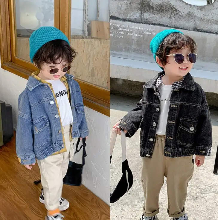 

2019 new wholesale boys denim coat autumn cotton full sleeve kids jacket 1-6t HX519