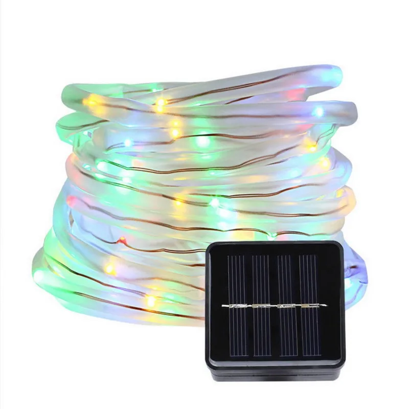 Outdoor Rope Tube Led String 50/100leds Solar LED String Lights Waterproof Solar Powered Fairy Lights for Garden Fence Landscape