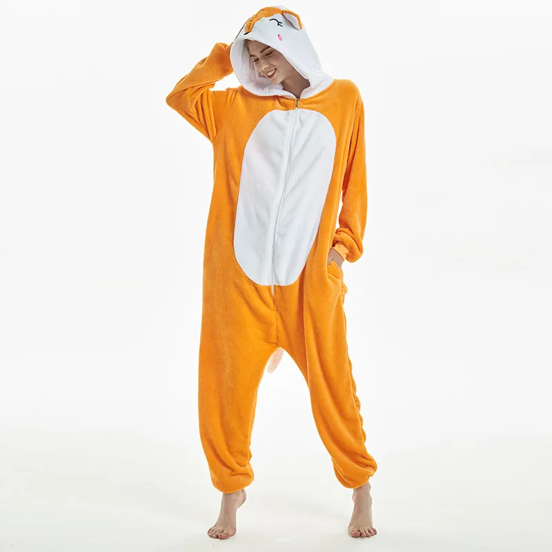 Amusing-Orange-Fox-Kigurumi-Flannel-Animal-Onesies-Soft-Women-Pajamas-Party-Bodysuit-Cosplay-Unisex-Sleepwear-Halloween (2)