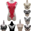 1 Pc 3D Black White Gold Embroidery Flower Lace Collar Fabric Sewing Applique DIY Patches Ribbon Trim Neckline ► Photo 3/6