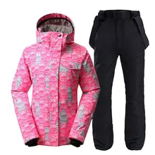 Модная красная Снежная одежда женский лыжный костюм комплект водонепроницаемый ветрозащитный дышащий Сноубординг костюмы уличная куртка и штаны для сноуборда