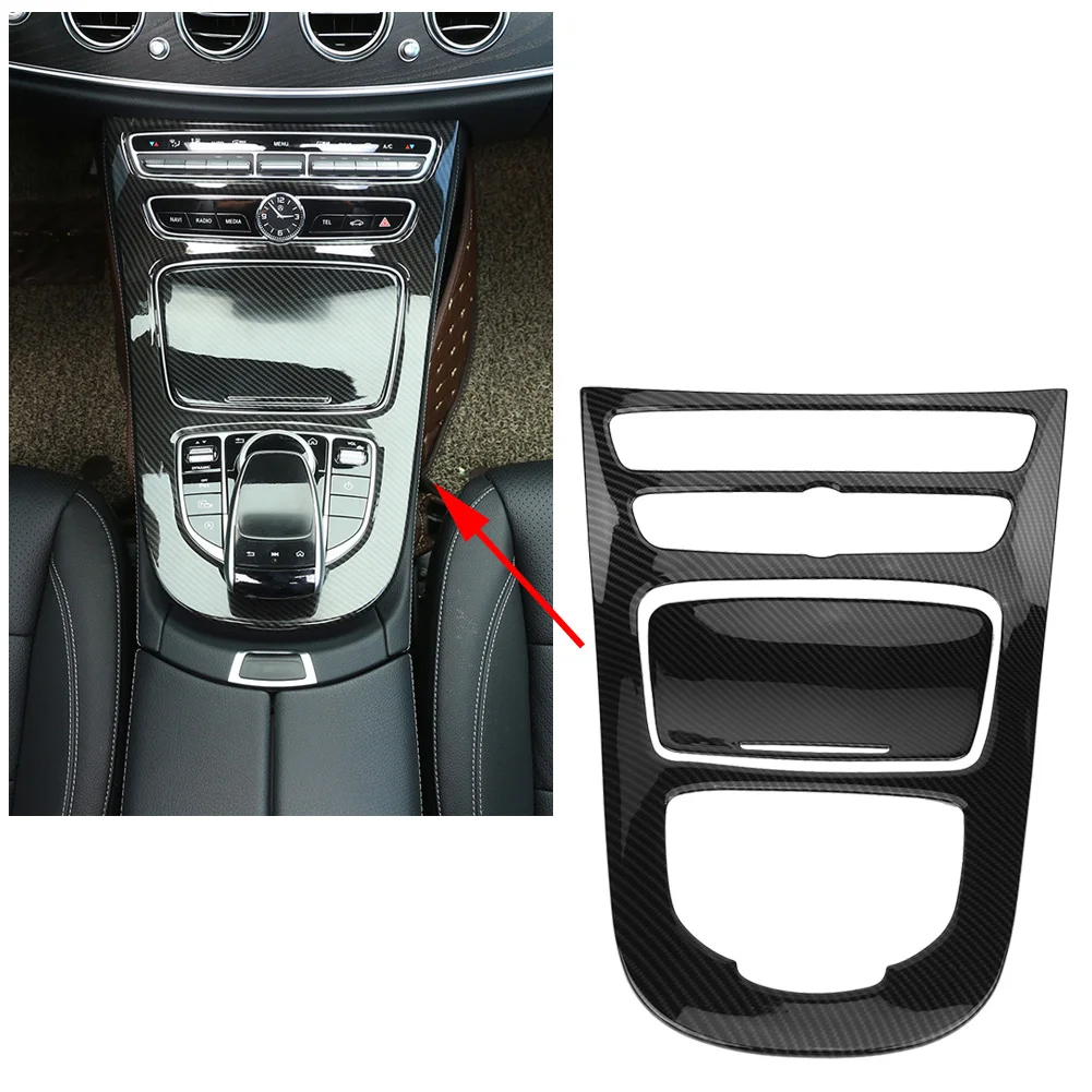 

Car Center Control Gear Shift Panel Decorative Trim Cover Carbon Fiber Color for Mercedes Benz E-Class W213 2016 2017 2018