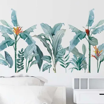 

Large Blue Nordic Leaf Wall Stickers for Wall Decor Bedroom Living room Removable Wall Decals PVC Vinyl Murals Home Decoration