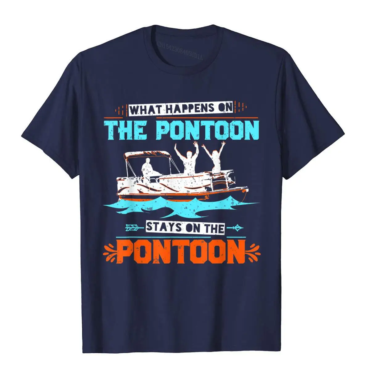 What Happens On The Pontoon Stays On T Shirt Boating Captain__B5400navy