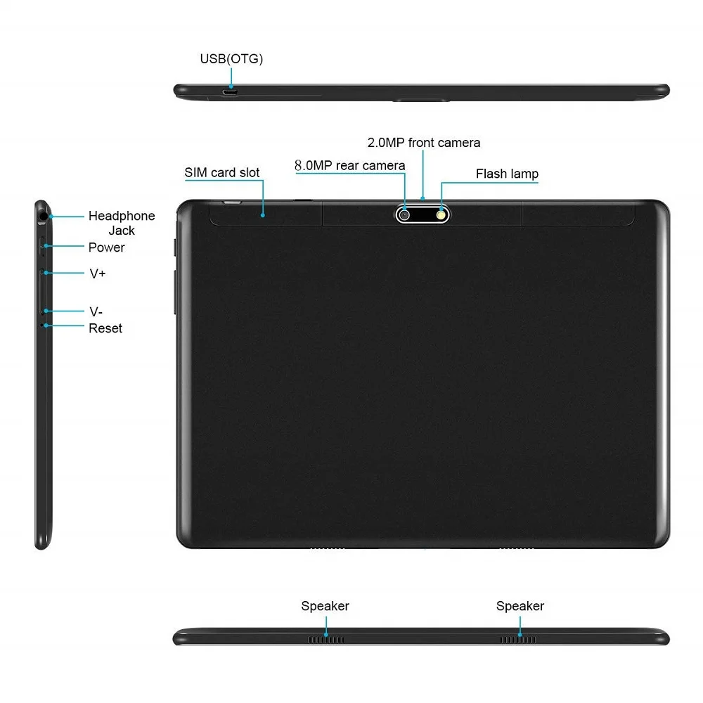 US $82.50 2021 Global Version Android 80 10 inch tablet 10 Core 6GB RAM 64GB 128GB ROM 1280800 Dual SIM Cards Tablet 25D screen