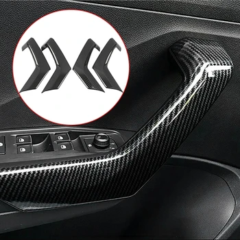 

ABS Carbon Fiber Car Interior Door Handle Cover Trim Door Bowl Stickers Decoration for T-Roc TROC 2017-2020