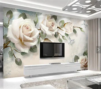 

Modern minimalist 3d background wall hand-painted flowers European large murals elegant papel de parede wall cloth custom