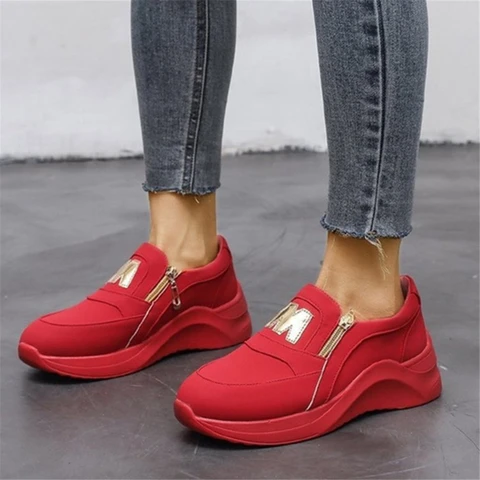 Women Flats Platform Shoes Women Elegant Genuine PU Shoes Woman Spring Casual Zipper Flat Shoes Women Non Slip Shoes