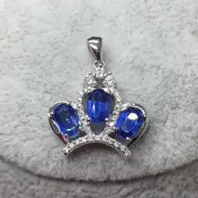 Натуральный Синий Кианит бусины кулон для женщин Человек Корона Форма 925 серебро драгоценный камень кристалл ожерелье кулон AAAAA Прямая