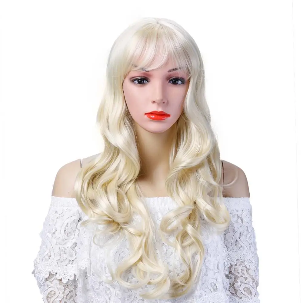 WTB длинный коричневый пепельный блонд серый высокой плотности синтетические парики для черных/белых женщин бесклеевой волнистый парик для косплея 26" - Цвет: #6
