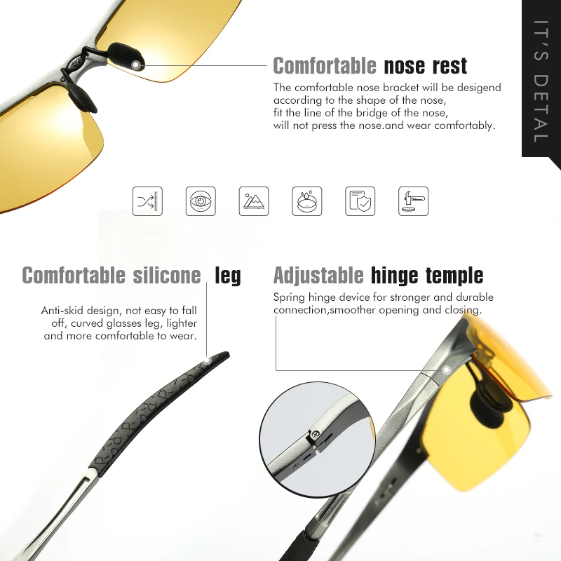 Driving Night Vision Glasses Polarized Photochromic For Men