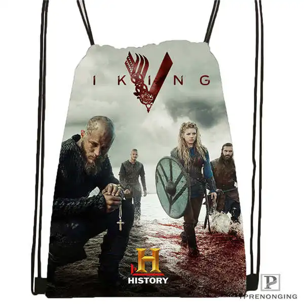 Drawstring Backpack Пользовательский winnick-vikings-сезонная походная сумка на шнурке милый рюкзак для детей(черная спинка) 31x40 см#20180611-02-93 - Цвет: Drawstring Backpack
