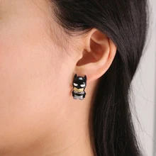 Креативные Мультяшные Мстители 4, косплей, серьги-гвоздики, эмаль, две половины Человека-паука, Бэтмена, Железного человека, эмалированные серьги-гвоздики, ювелирные изделия, Gif