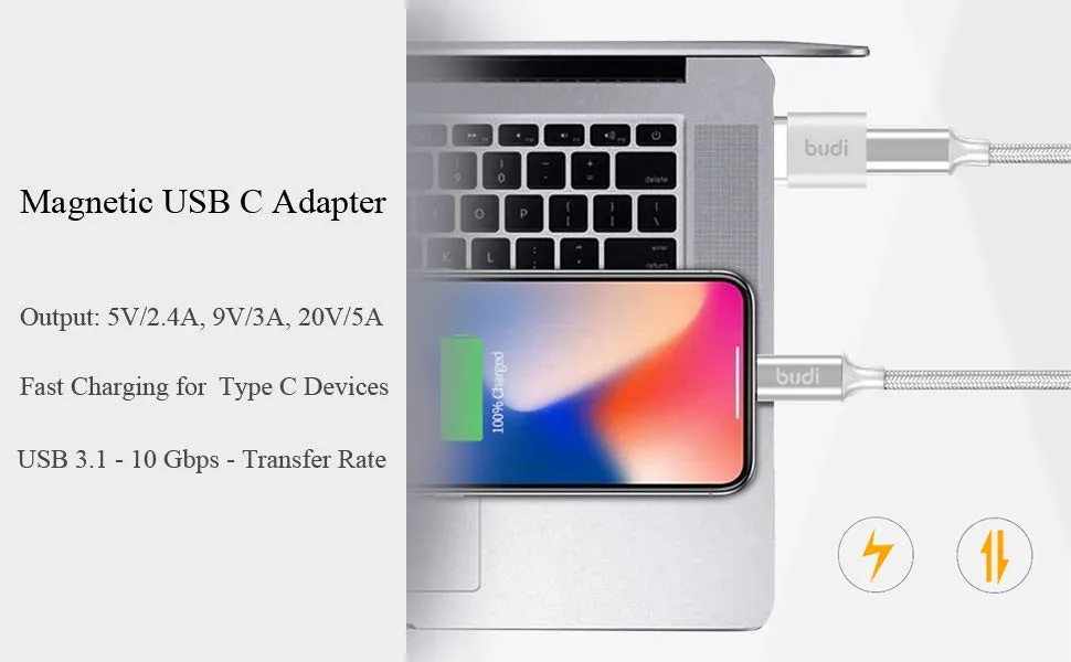 10Gbp/s магнит USB3.1 Тип C питания быстрая зарядка Разъем конвертер 20pin magetic USB C адаптер