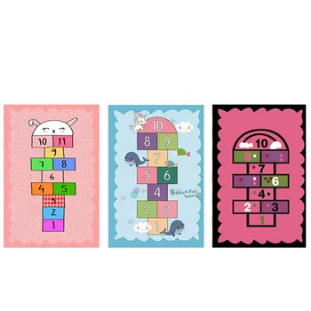 

Hopscotch Rug Hop and Count Game Rug with Cute Colorful Design Anti-Slip Kids Play Mat Soft Floor Area Rug and Carpet B