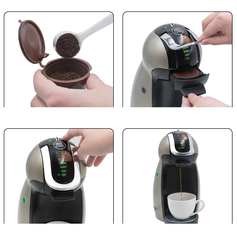 3 шт. чашки+ 1 шт. ложка+ 1 кисть для ПК для dolcegusto Nescafe многоразовые хороший эффект фильтрации Кухня Кофе Mechine запчасти