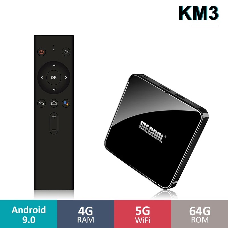 

MECOOL KM3 ATV Androidtv Google Certified TV Box Android 9.0 4GB 64GB Amlogic S905X2 4K Dual Wifi Set Top Box KM9 Pro 2/16 4/32G